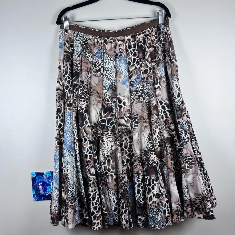 Focus Lifestyle Midi Skirt Animal Print Indie Peasant Festival Boho Pleated 10